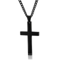 Amazon Hot Sale Factory Direct Sale Handmade Polished Silver Jewelry Stainless Steel Jewelry Cross Black Pendant Necklace